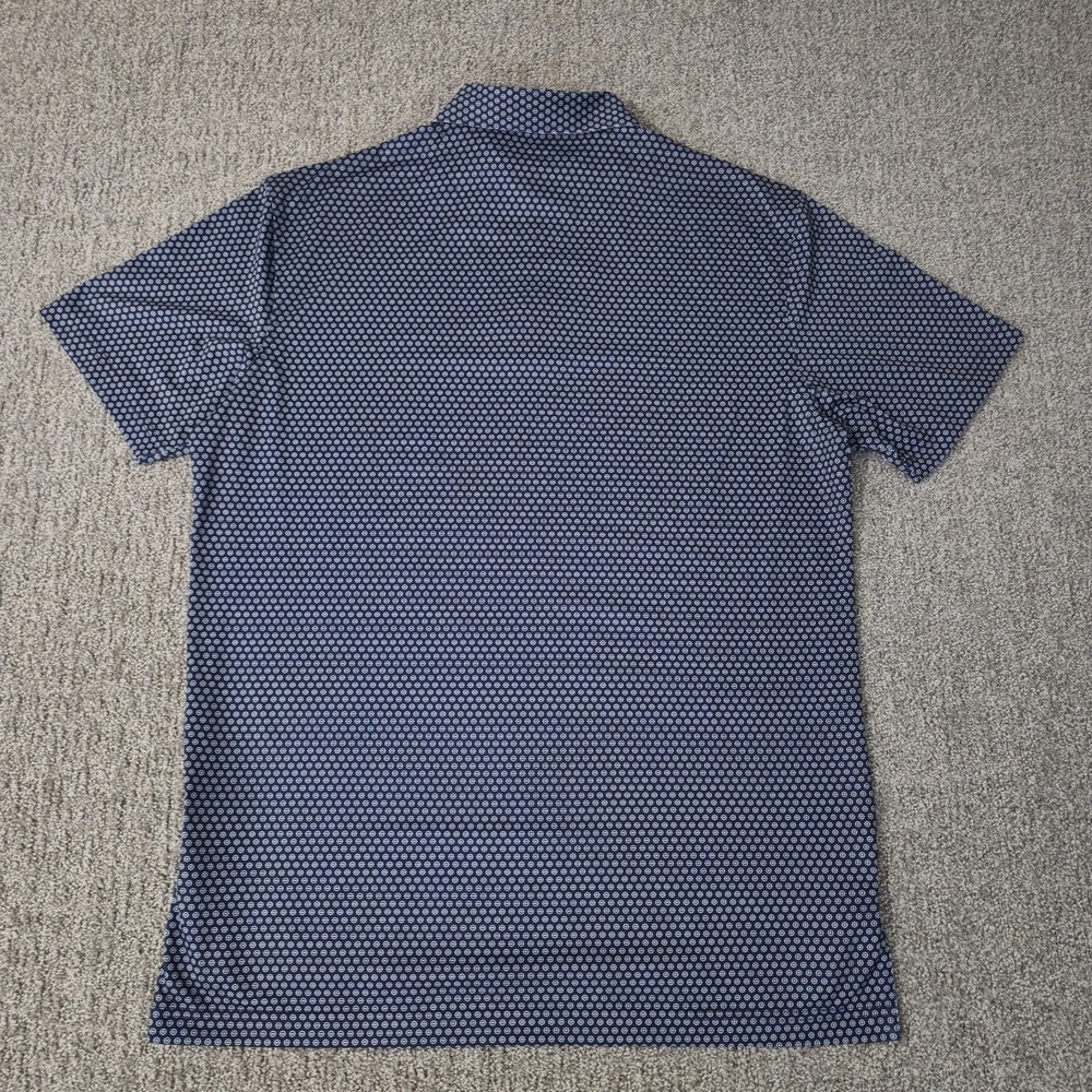 Peter Millar Shirt Men M Blue AOP Polo Performance Short Sleeve Golf Athleisure - Picture 6 of 6